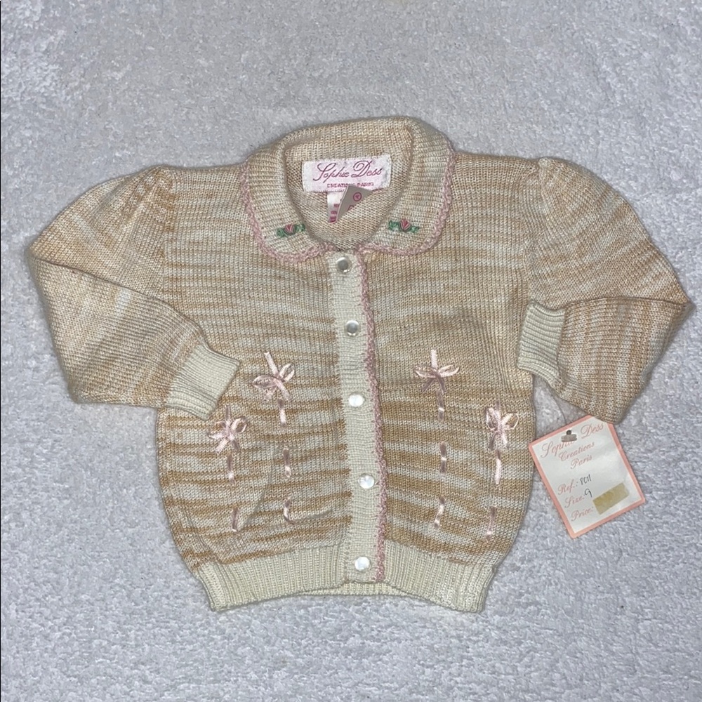 NWT Sophie Dess knit embroidered ribbon cardigan sweater 9m